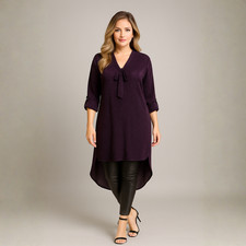 ROCKTHOSECURVES DAMEN OBERTEIL GLITZER LANGE PARTY BLUSE MIT GETAUCHTEM SAUM + KRAWATTE