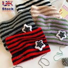 Y2K Cute Star Devil Hat Striped Devil Ear Cat Y2K Beanie Hat Autumn Winter