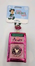 New Disney Parks 2024 Mickey  Minnie Holiday Mailbox Glass Sketchbook Ornament