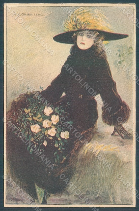Cartolina Artista Firmata Corbella Glamour Fashion Lady Heat serie 203-1 HR2894