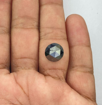 FANCY NATURAL DIAMOND 5+CT 10+MM BLACK COLOR ROUND ROSECUT TO MAKE FINE JEWELRY