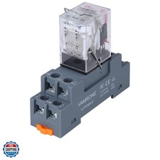 8-Pin 10 AMP 24V DC Relay Coil with Socket Base Electromagnetic Power Relay, ...