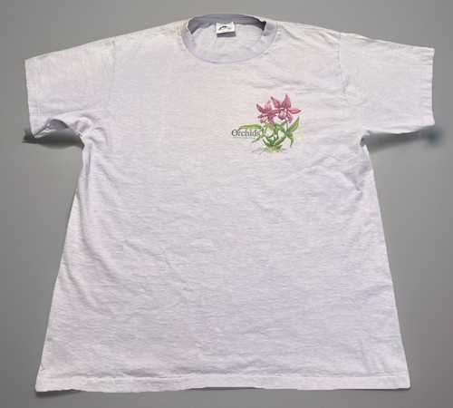 Vintage 1991 Orchids Peter Kull Art Flowers Purple T-Shirt Large - Picture 2 of 7