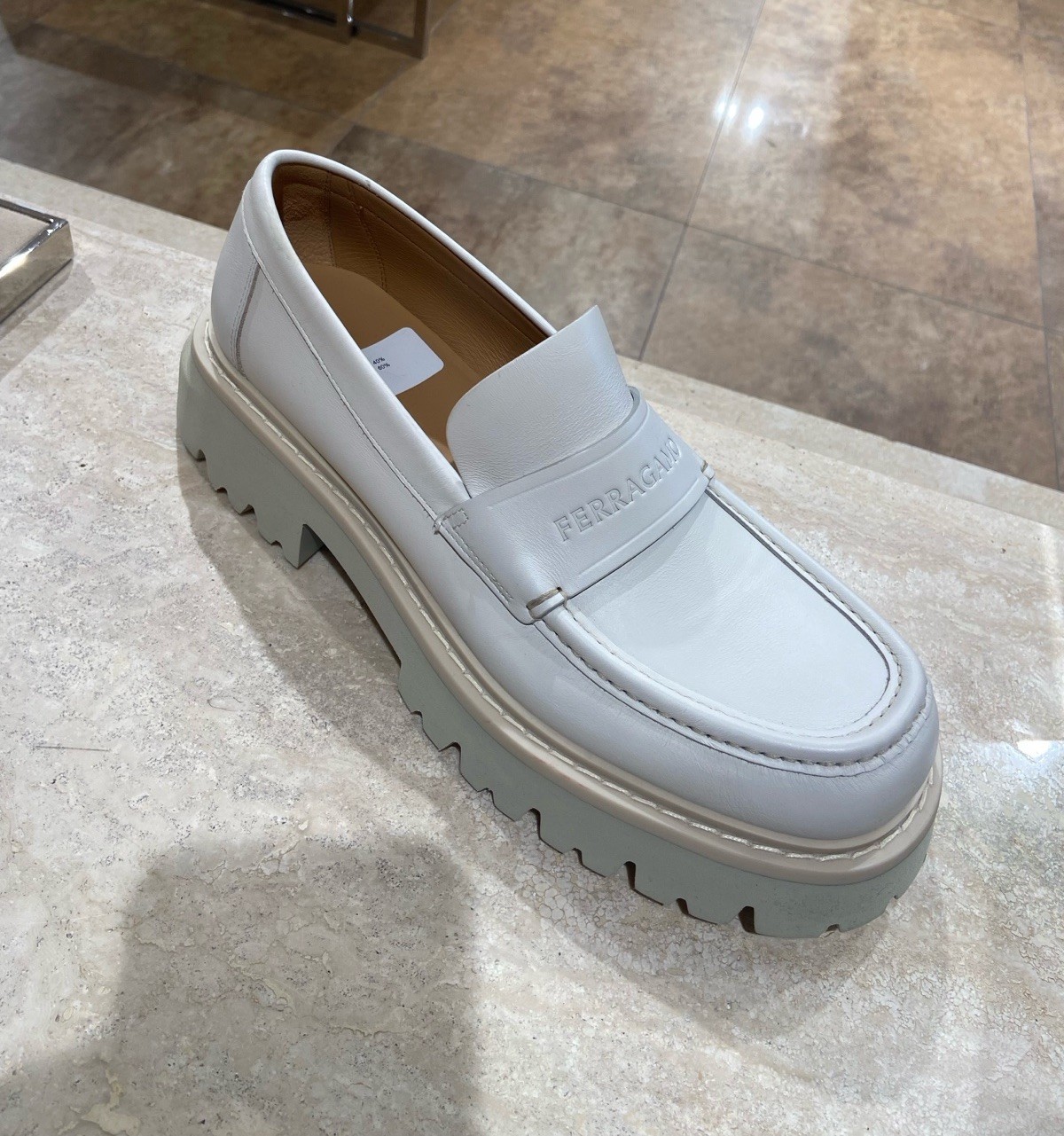 SAOLA Nuovo Salvatore Ferragamo Fergal suola a strappo in pelle grossa bianca 9 9 5 10 11 11 5 12