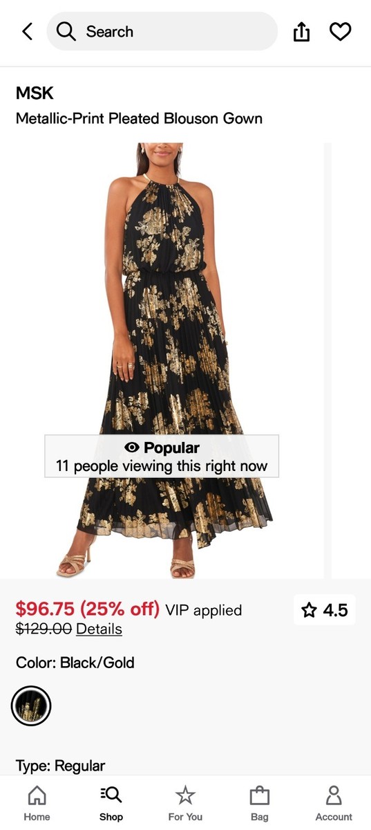 MSK Halter Pleated Maxi Dress Black Gold Floral Metallic Blouson Womens 12 | eBay MSK Halter Pleated Maxi Dress Black Gold Floral Metallic Blouson Womens 12 | eBay
