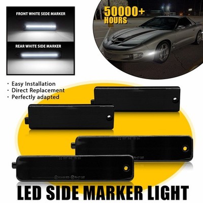 For 1998-2002 Pontiac Firebird Smoke Front Rear White LED Side Marker Lamps EXD
