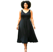 City Chic Little Black Dress Plus Size XL/22 Fit & Flare Sleeveless V-Neck READ
