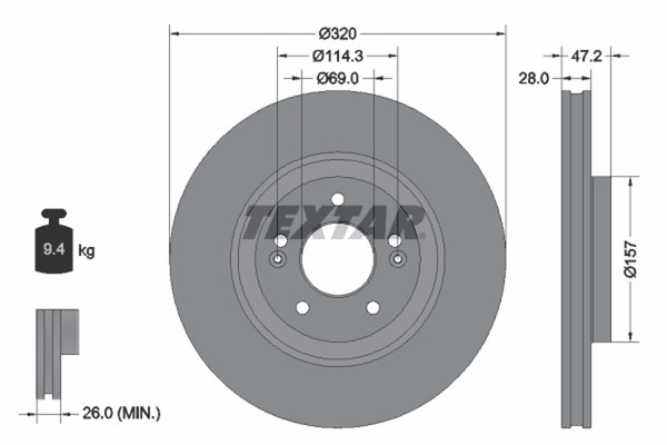 2X Bremsscheibe Pro Textar 92306303 FüR Tucson Tle Hyundai Tl Kia Sportage Suv 4-image