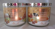 Bath and Body Works 14.5 oz 3 WICK CANDLES Lot Set of 2 SUGARED SNICKERDOODLE