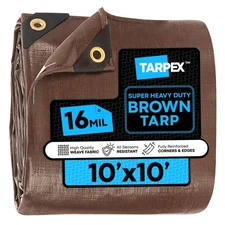 TARPEX - 16 Mil Brown Super Heavy Duty Poly Tarp 10' x 10'