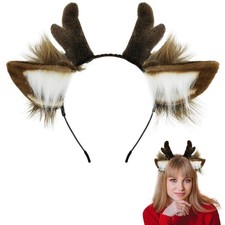 SIOTMERA Realistic Reindeer Antlers Headband Deer Ears Christmas Costume Adult
