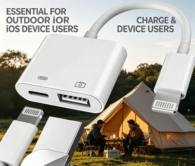 USB Camera Adapter for iPhone iPad Transfer Photos Videos Files OTG Connector