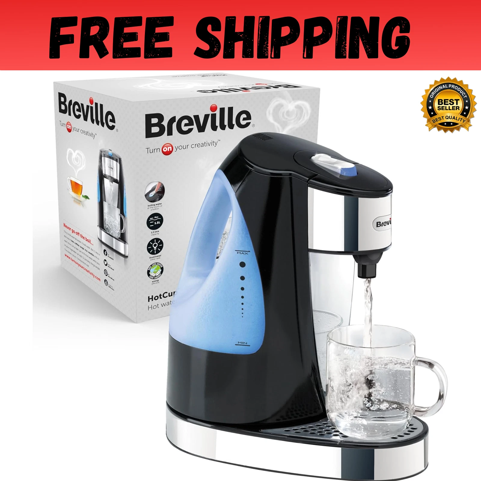 Breville VKJ142 Hot Cup One Cup Boiling Hot Water Kettle NEW FREE DELIVERY