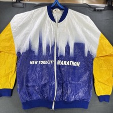 Vintage New York City Marathon Windbreaker Jacket Skyline Empire State Large AOP