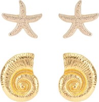2 Paar Seestern Muschel Ohrringe Damen, Sommer Strand Schmuck