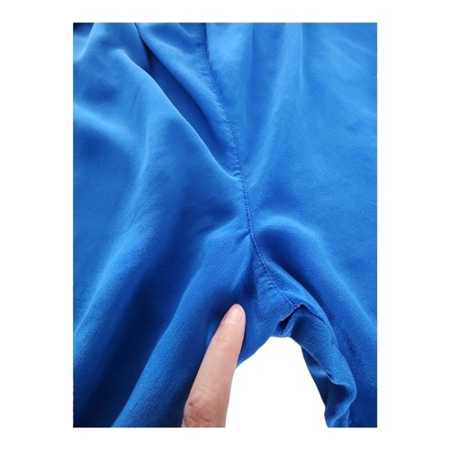 Pantalone Moda International 100% seta lounge blu taglia small leggero gamba larga - Foto 11 di 11