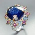Vintage ring 30 ct+ Blue Sapphire Ring 925 Sterling Silver Size 8 /R458378