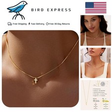 Gold Cross Necklace for Women  Girls - Non-Tarnish  Trendy Dainty Waterproof