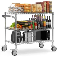 1120LBS Heavy Duty Rolling Utility Cart,3 Tier Rolling Carts with Wheels,NSF ...