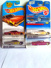 HOT WHEELS CHEVY IMPALA LOWRIDERS FOURSOME LOT /THREE 1959s + ONE 1965/ not bad