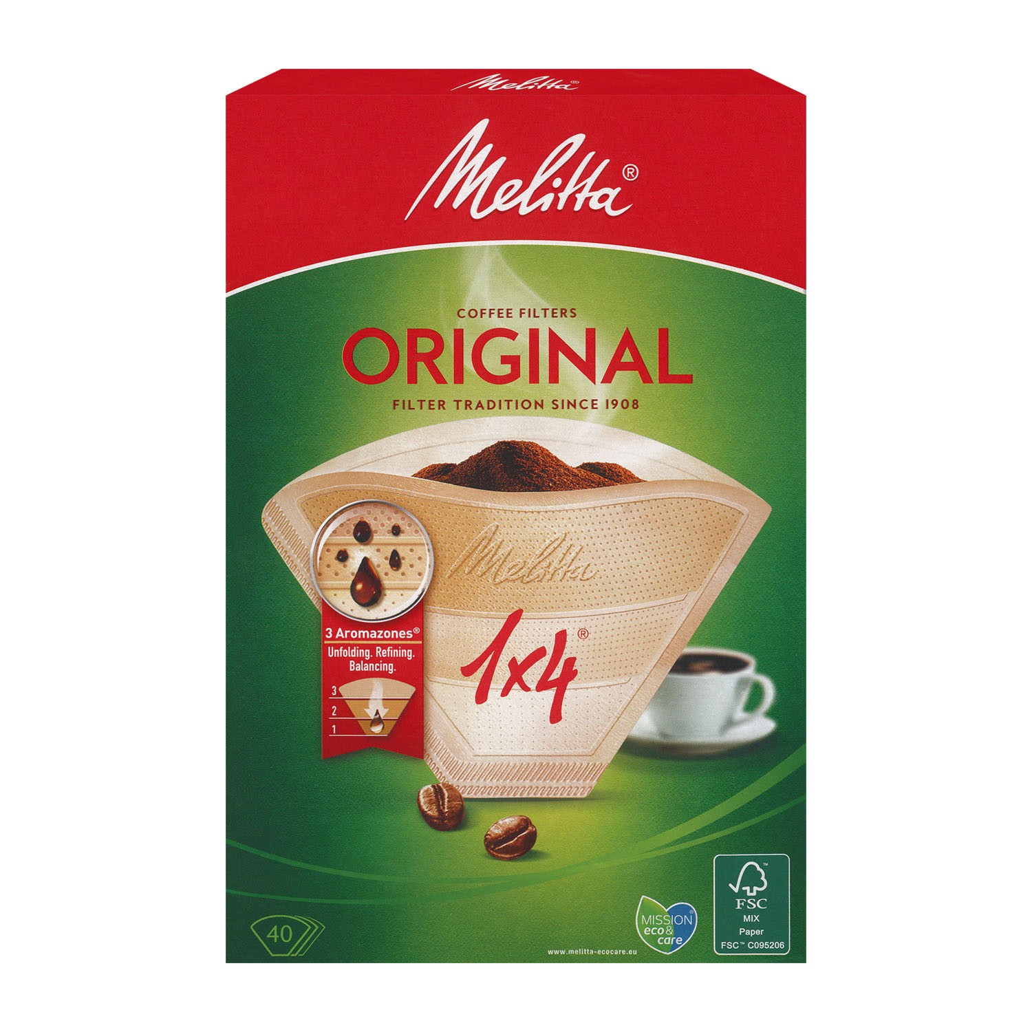 Genuine 6780516 Melitta 1x4 Type Coffee Filters (Pack of 40)
