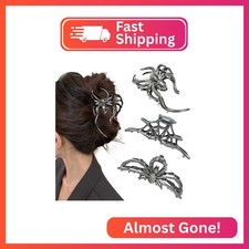 Parcce 3 Pieces Large Metal Spider Net Hand Hair Claw Clips for Women and Girls