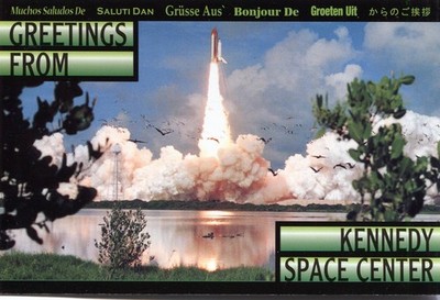 Ak Kennedy Space Center mit startendem Space Shuttle