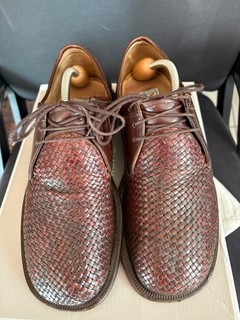Zapatillas bajas Manz hombre cuero auténtico suela de cuero talla 8 trenzado