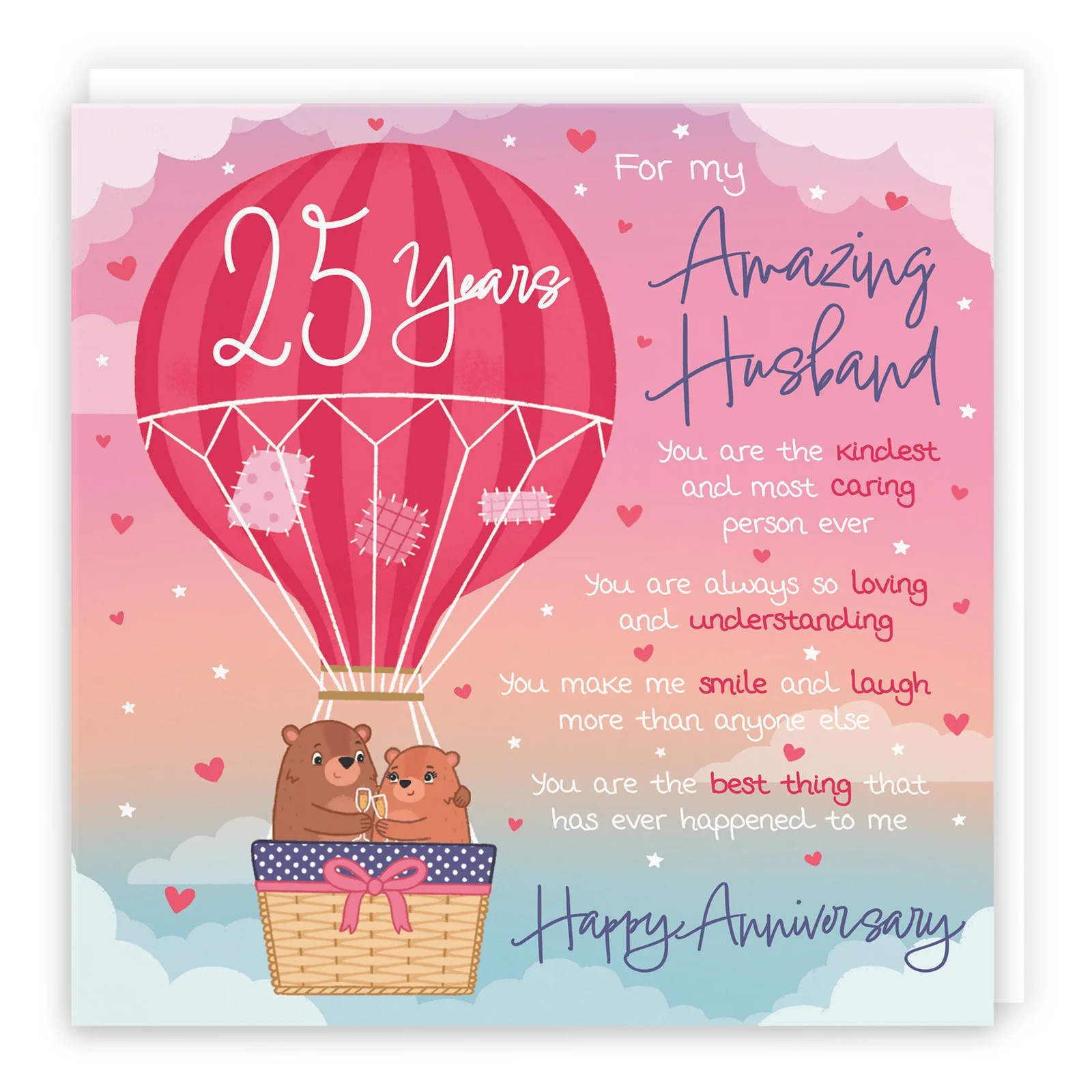 25th Husband Anniversary Poem Card Love Is In The Air Cute Bears