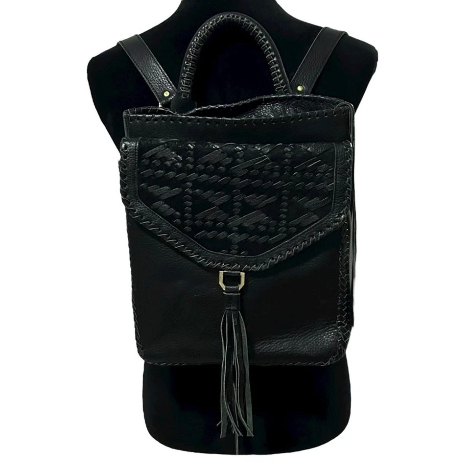 Espalda trasera con flecos tejidos de cuero negro CLEOBELLA Foto 2 de 4