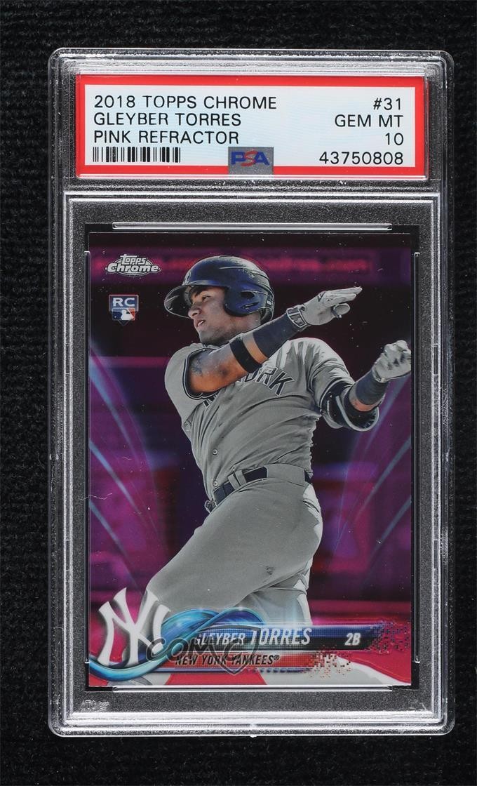 2018 Topps Chrome Pink Refractor Gleyber Torres #31 PSA 10 GEM MT Rookie RC 0vl1