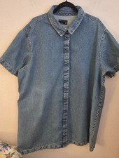 Asos Cuve Oversize Medium Wash Denim Short Sleeve Shirt Dress Size 18 Euc