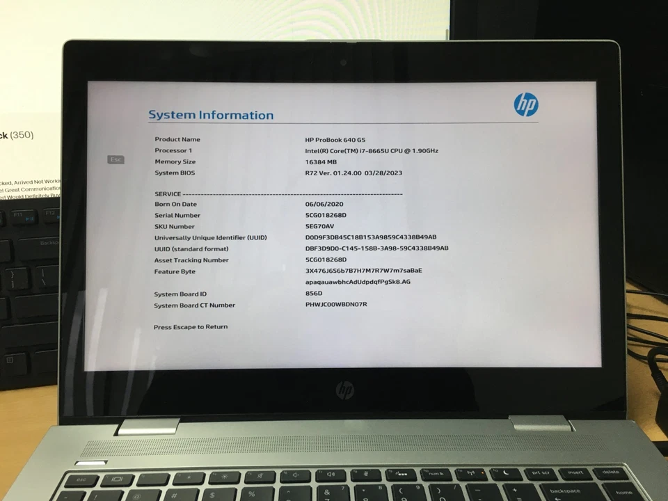 HP ProBook 640 G5 14.1" Intel 1.9GHZ Core i7-8565U 16gb Ram 512GB M2 Touch - Image 2 of 4