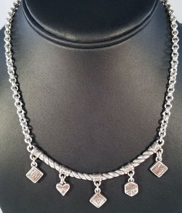 Brighton-Silver-Plated-039-Charity-039-Bar-Design-Dangle-Accents-Necklace