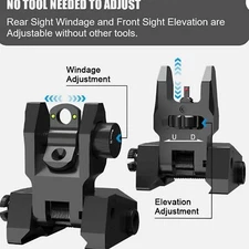 Fiber Optic Iron Sights Flip Up Iron Sight Front Rear Sight for Picatinny Weaver