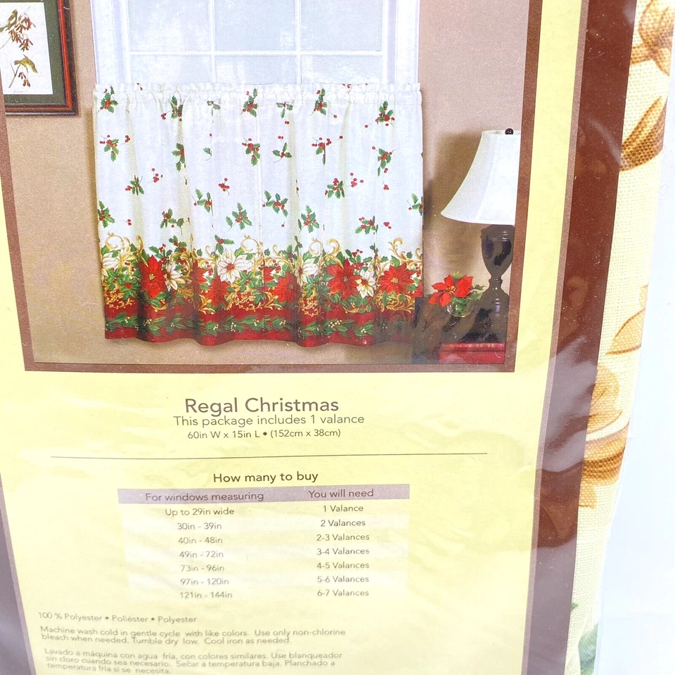 Cenefa de Navidad Elrene Regal 60" W x 15" L Acebo de Pascua Invierno Nueva Foto 4 de 4