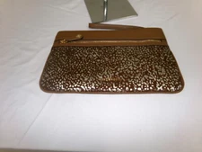 Vera Bradley Mia Wristlet Clutch Purse Down Town Dots Leather EUC