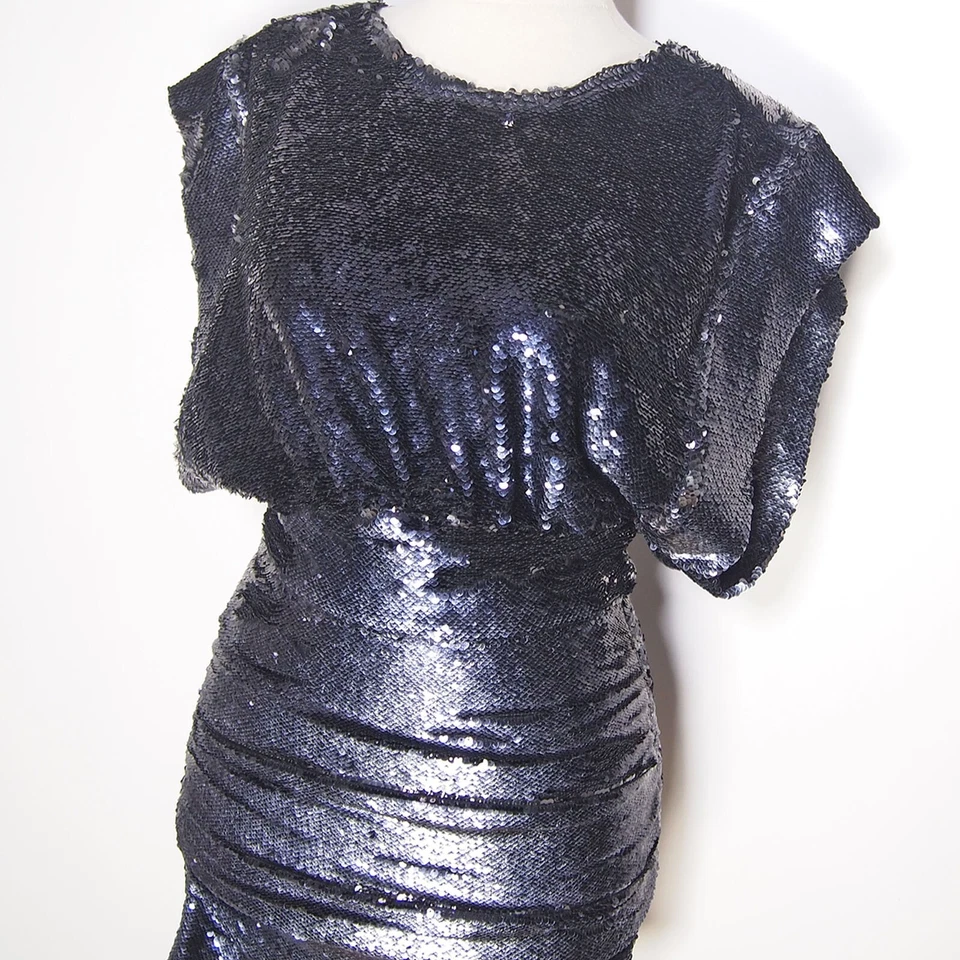 IRO Lentejuelas Mini Vestido Azul Funda Mujer TALLA XS S - Imagen 3 de 4