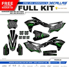 KAWASAKI KXF 250 450 2016 2020 MX Graphic Stickers WHITE / CHROME / HOLOGRAPIC