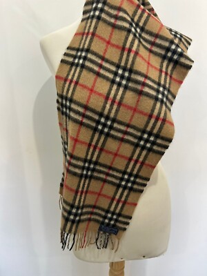 S12# Burberrys rectangle beige cashmere Scarf made in England 54