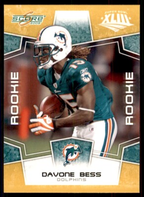 2008 Score Super Bowl XLIII Gold Davone Bess Rookie Miami Dolphins #438