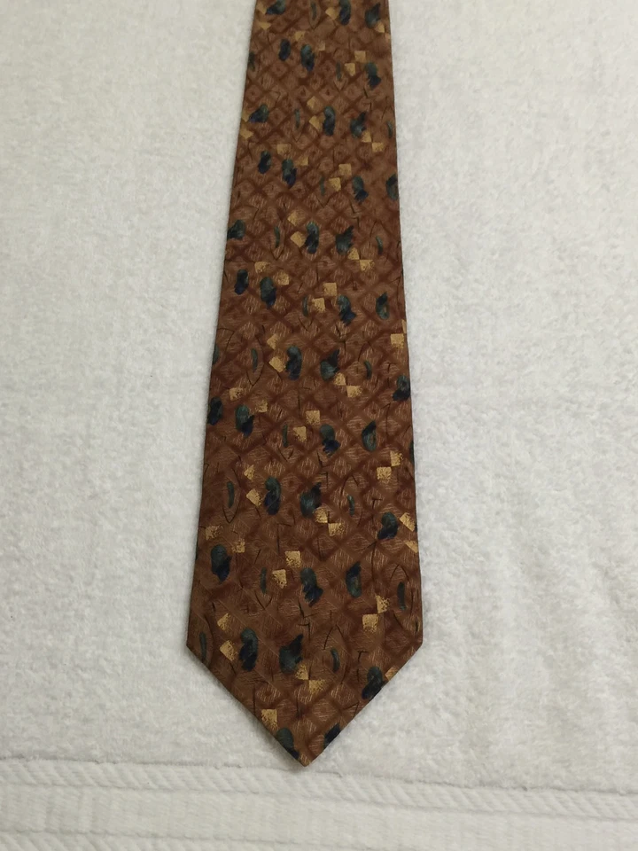 FERRELL CAÑA HOMBRE CORBATA MARRÓN METALIZADO RAYAS CRUZADAS 4x58 Foto 2 de 4