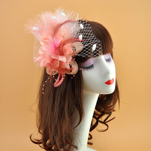 Hat Fascinator Flower Headband Clip Mesh Wedding Royal Ascot Formal Feather Hair - Picture 7 of 14