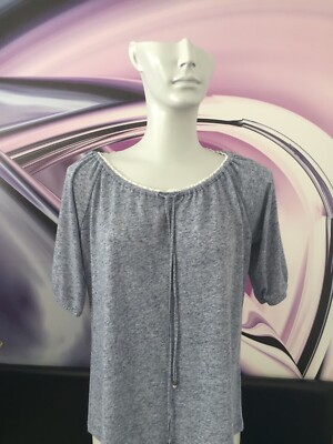 NEW Esprit size S 36 top tunic shirt blouse cotton blue ruffles CROCHET 
