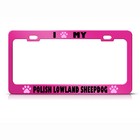 Polish Lowland Sheepdog Paw Love Pet Dog Metal License Plate Frame Tag Holder