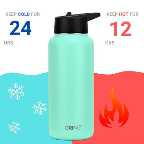 Botella de agua de acero inoxidable con aislamiento de doble pared frasco deportivo 32 oz 22 oz - Imagen 75 de 97
