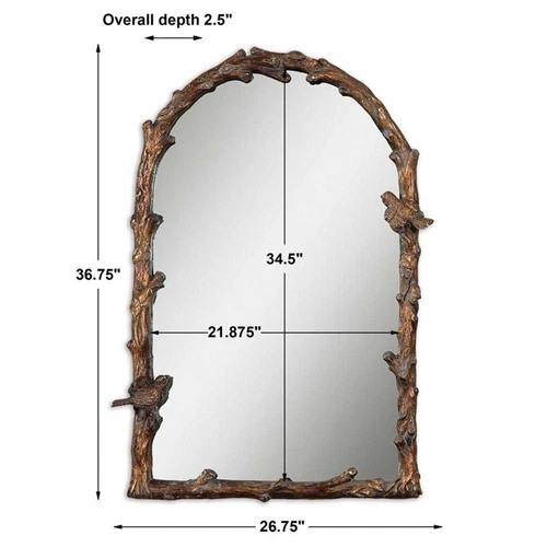 Uttermost Paza Metal and Resin Arch Mirror in Distressed Antique Gold/Gray - Picture 2 of 2