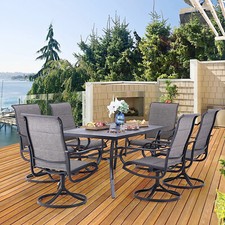 Patio Dining Table Set of 7 Outdoor Furniture Swivel Chairs Lawn Garden Yard