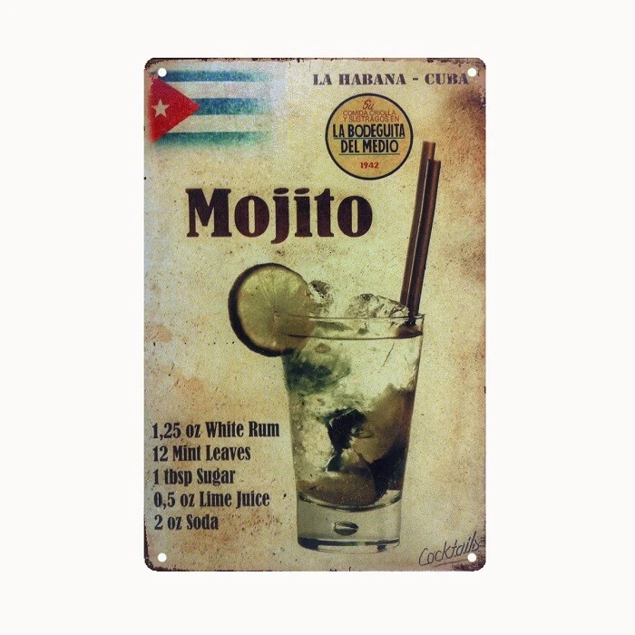Mojito served here - Plaque métal déco