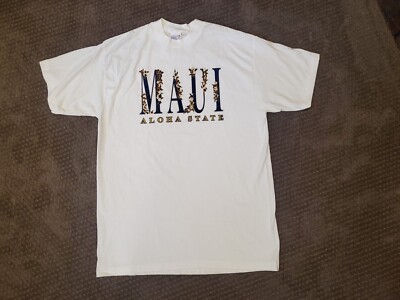 Softee White Maui Aloha State T-shirt Floral Size XL